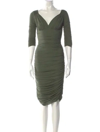 Pre-owned Norma Kamali V-neck Midi Length Dress W/ Tags In Green