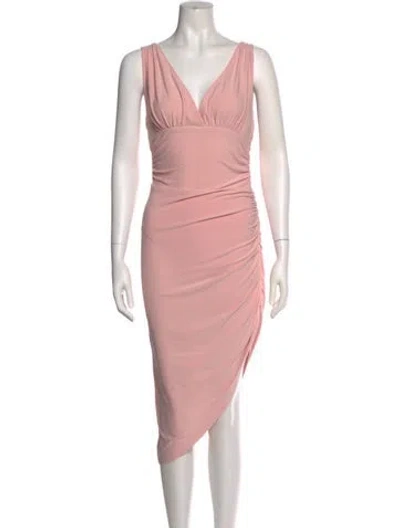 Pre-owned Norma Kamali V-neck Midi Length Dress W/ Tags In Pink