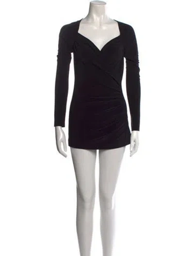 Pre-owned Norma Kamali V-neck Mini Dress In Black