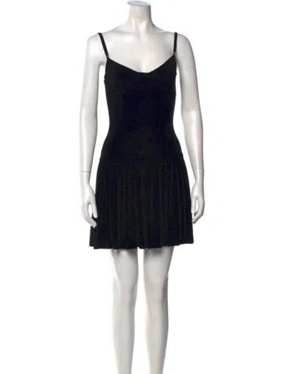 Pre-owned Norma Kamali V-neck Mini Dress In Black