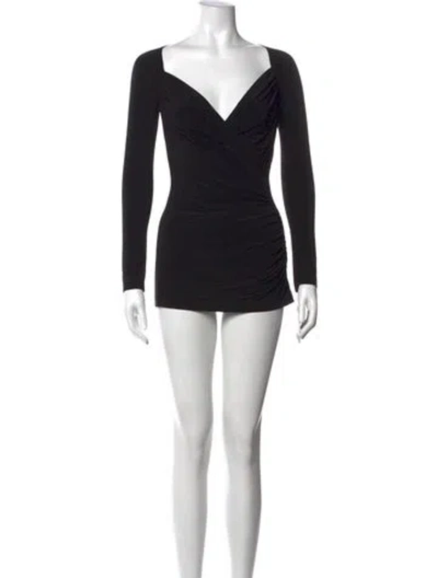 Pre-owned Norma Kamali V-neck Mini Dress In Black