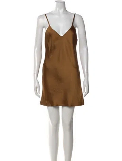 Pre-owned Norma Kamali V-neck Mini Dress In Neutral