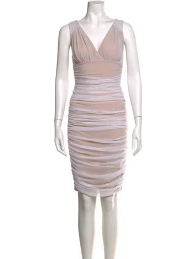 Pre-owned Norma Kamali V-neck Mini Dress In Neutrals/white
