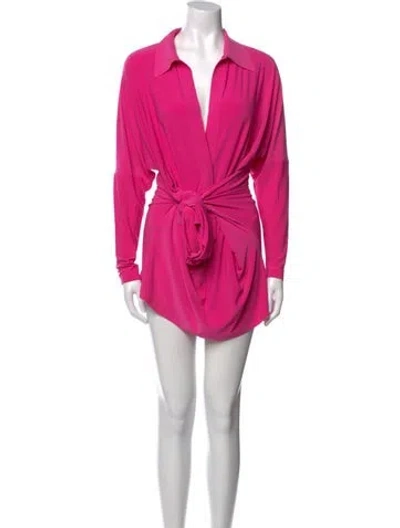 Pre-owned Norma Kamali V-neck Mini Dress In Pink
