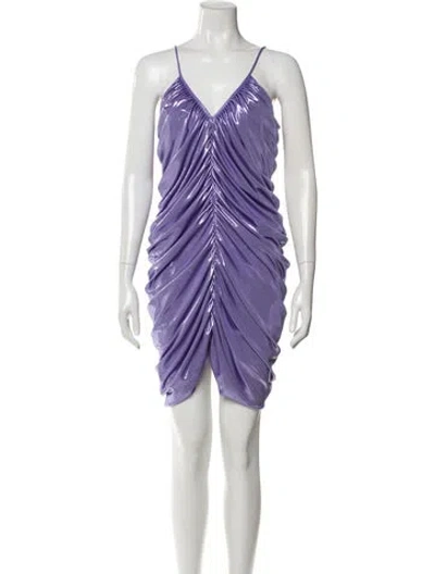 Pre-owned Norma Kamali V-neck Mini Dress In Purple