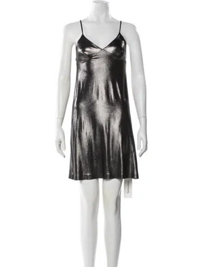 Pre-owned Norma Kamali V-neck Mini Dress In Silver