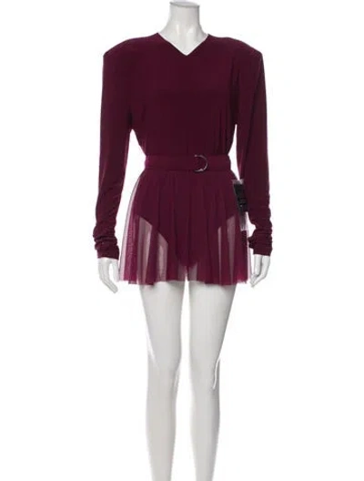 Pre-owned Norma Kamali V-neck Mini Dress W/ Tags In Burgundy