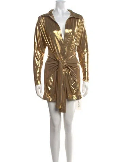 Pre-owned Norma Kamali V-neck Mini Dress W/ Tags In Gold/metallic