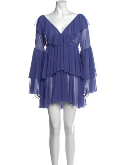 Pre-owned Norma Kamali V-neck Mini Dress W/ Tags In Purple
