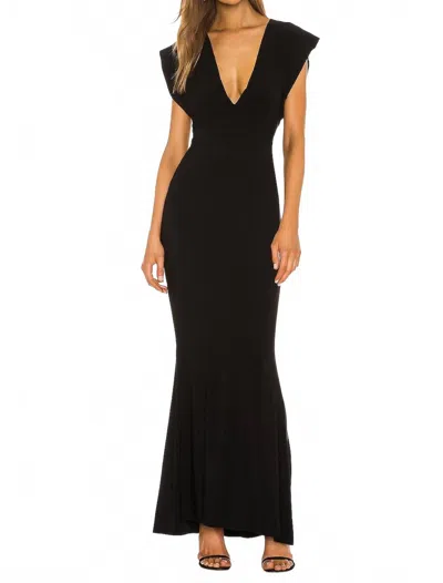 Norma Kamali X Revolve V Neck Rectangle Gown In Black