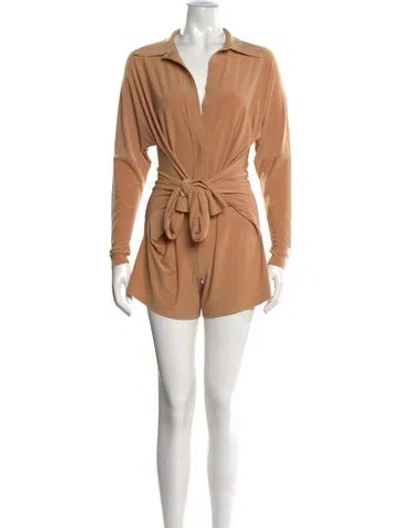 Pre-owned Norma Kamali V-neck Romper In Brown