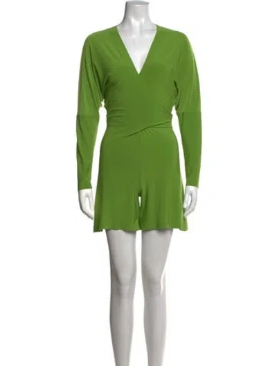 Pre-owned Norma Kamali V-neck Romper In Green