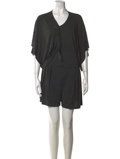 Pre-owned Norma Kamali V-neck Romper In Grey