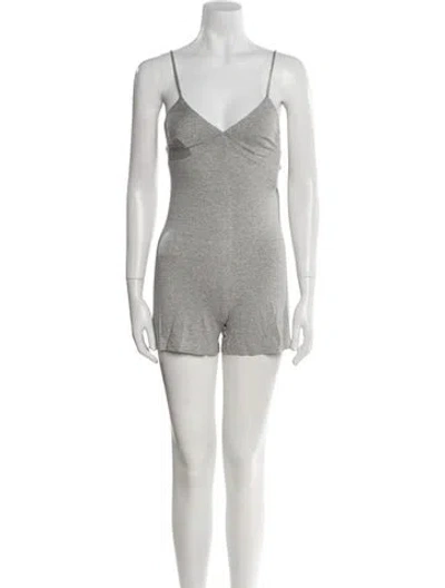 Pre-owned Norma Kamali V-neck Romper W/ Tags In Gray