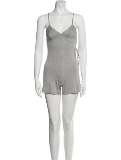 Pre-owned Norma Kamali V-neck Romper W/ Tags In Gray