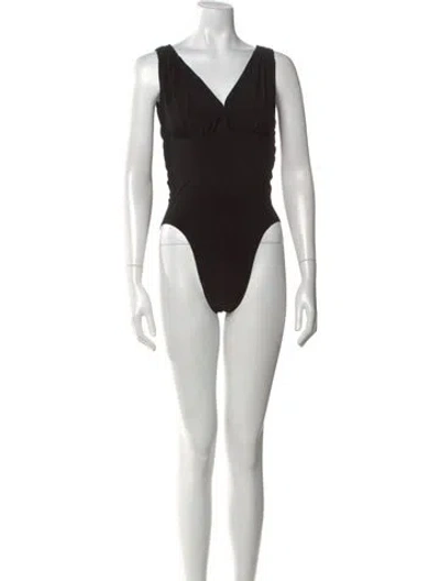 Pre-owned Norma Kamali V-neck Sleeveless Bodysuit In Black