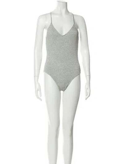 Pre-owned Norma Kamali V-neck Sleeveless Bodysuit In Gray