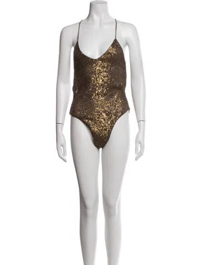 Pre-owned Norma Kamali V-neck Sleeveless Bodysuit W/ Tags In Neutrals