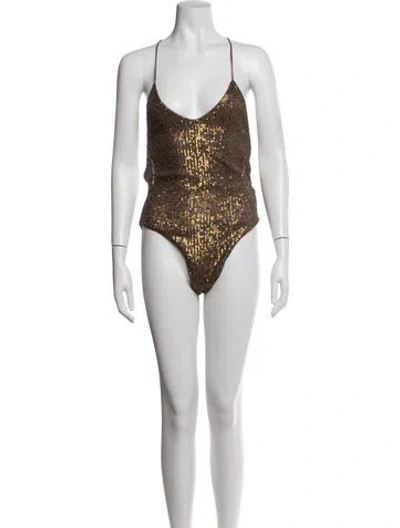 Pre-owned Norma Kamali V-neck Sleeveless Bodysuit W/ Tags In Neutrals