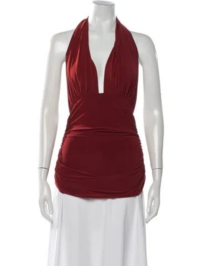 Pre-owned Norma Kamali V-neck Sleeveless Top In Burgundy
