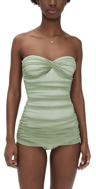 Norma Kamali Walter Mio One Piece Vintage Green/snow White