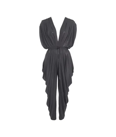 Norma Kamali Waterfall Jumpsuit In Grey