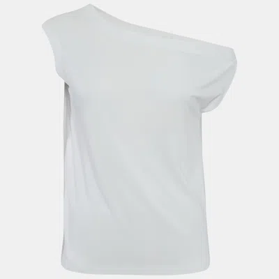 Pre-owned Norma Kamali White Jersey Drop-shoulder Top Xs