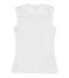 Norma Kamali White Solid Round Neck Top In White