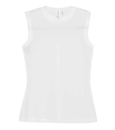 Norma Kamali White Solid Round Neck Top