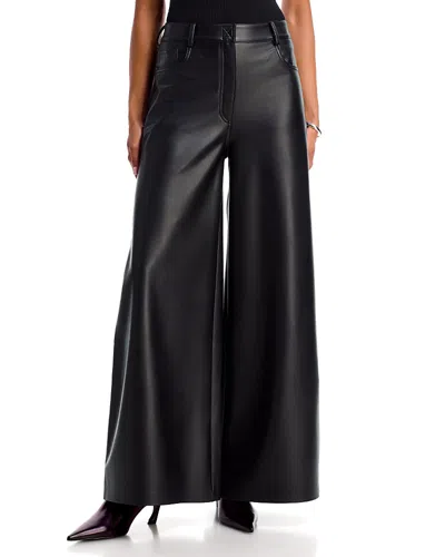 Norma Kamali Wide Leg Faux Leather Pants In Black