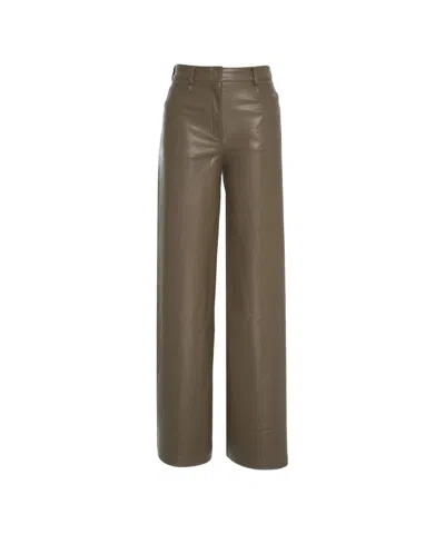 Norma Kamali Wide-leg Faux Leather Trousers With High Waist And Tailored Finish In Green