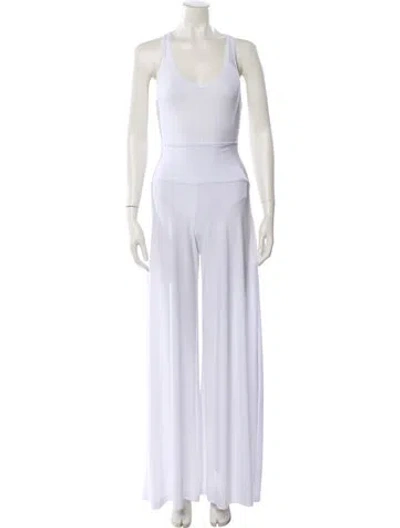 Pre-owned Norma Kamali Wide Leg Pants In White