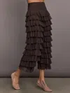 Norma Kamali Wide Leg Ruffle Pant In Espresso