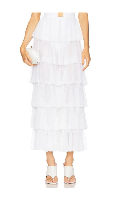 Norma Kamali Wide Leg Ruffle Pant In White