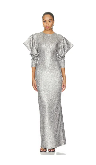 Norma Kamali Wing Sleeve Gown In Gray