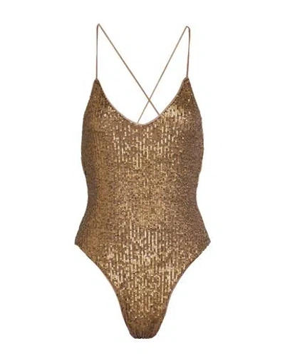Norma Kamali Woman Bodysuit Khaki Size M Polyester, Eco Polyester In Brown