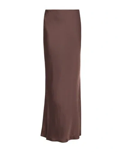 Norma Kamali Woman Maxi Skirt Chocolate Brown Size Xs Polyester