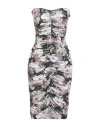 Norma Kamali Strapless Shirred Front Knee Length Dress In Multi
