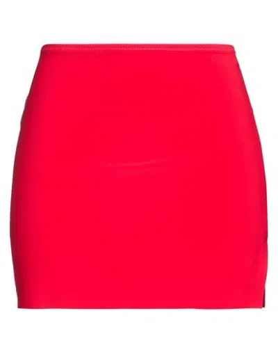 Norma Kamali Woman Mini Skirt Red Size Xl Polyester, Elastane