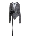 Norma Kamali Woman Shirt Black Size 4 Polyester, Elastane In Multi