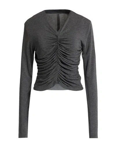 Norma Kamali Woman T-shirt Charcoal Size 8 Viscose, Elastane In Gray