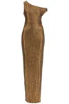 Norma Kamali Metallic One-shoulder Long Dress With Sequin Decorations In Tech Fabric Woman In Multi