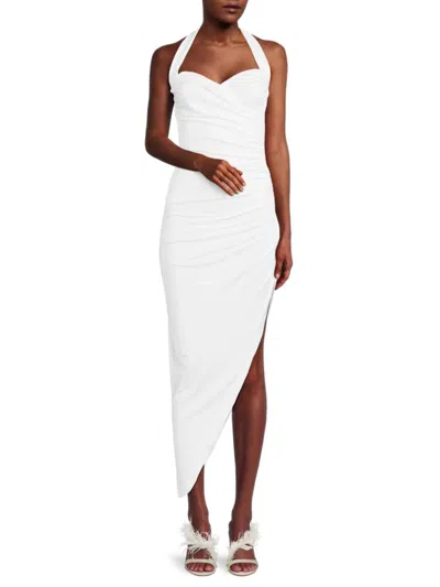 Norma Kamali Women's Cayla Ruched Asymmetric Bodycon Gown In White