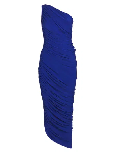 Norma Kamali Women's Diana Asymmetric Shirred Jersey Gown In Electric Blue