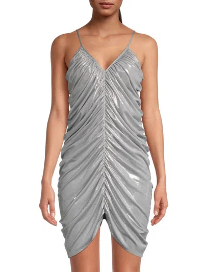 Norma Kamali Women's Diana Metallic Ruched Minidress In Gunmetal