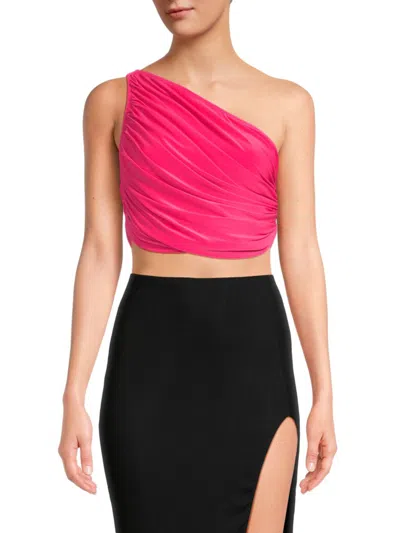 Norma Kamali Women's Diana One Shoulder Crop Top In Rose Pink