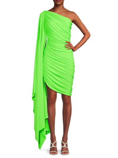 Norma Kamali Women's Diana One Shoulder Ruched Bodycon Dress In Neon Green