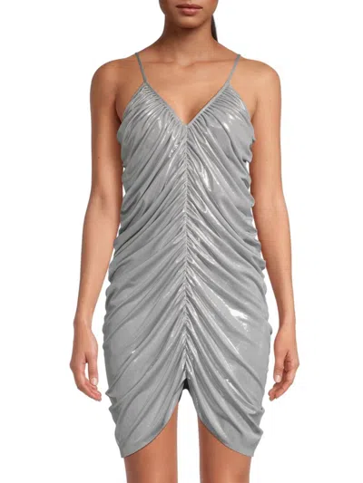 Norma Kamali Women's Diana Ruched Metallic Minidress In Silver