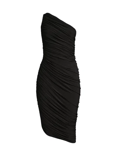 Norma Kamali Diana Asymmetrical Ruched Minidress In Black