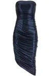 Norma Kamali Diana Strapless Dress In Blue